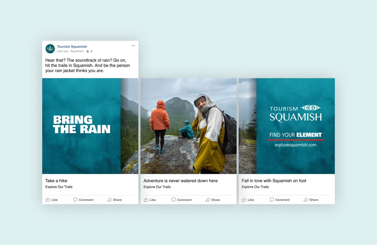 An in-feed social mockup with Tourism Squamish content