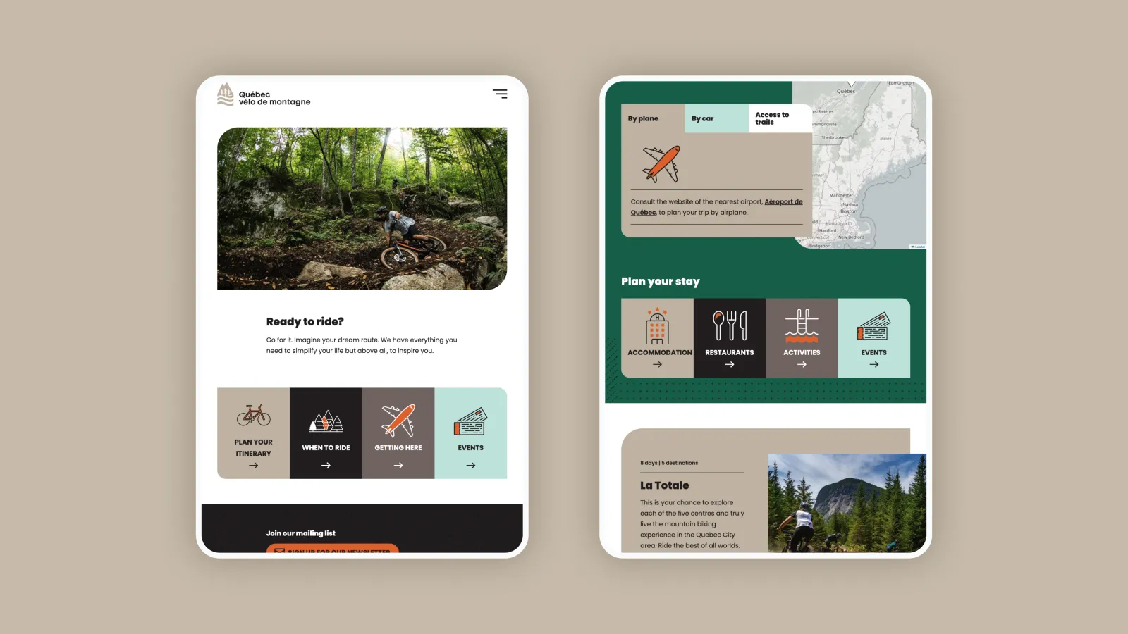 Tablet screenshots of the QVM website