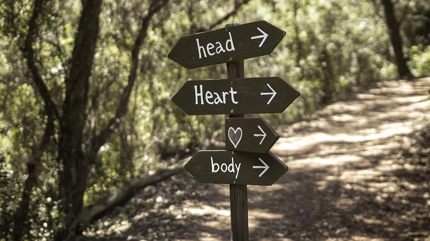 Trail sign saying head, heart, body